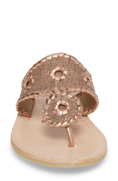 Shop Jack Rogers Isla Thong Sandal In Biscuit/ Rose Gold Leather