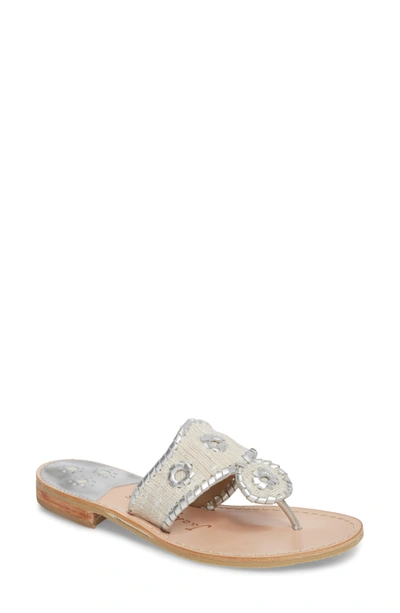 Shop Jack Rogers Isla Thong Sandal In White/ Silver Fabric