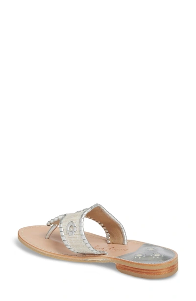 Shop Jack Rogers Isla Thong Sandal In White/ Silver Fabric