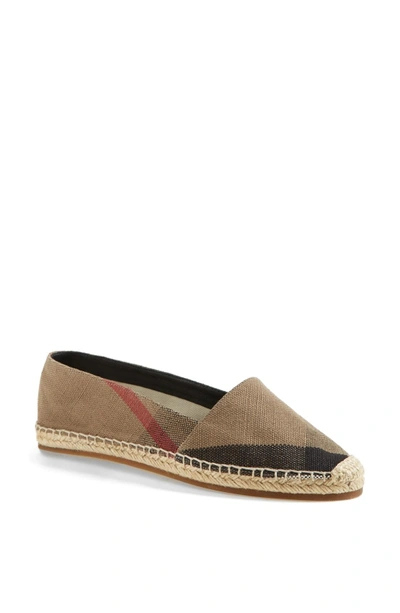 Shop Burberry Hodgeson Check Print Espadrille Flat In Classic Check