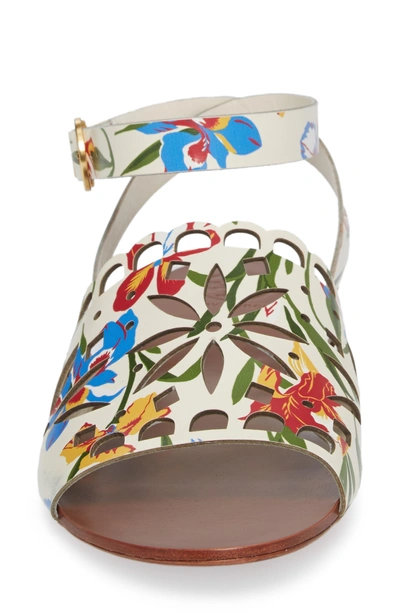 Shop Tory Burch May Printed Floral Ankle Strap Sandal In Painted Iris