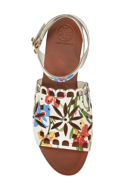 Shop Tory Burch May Printed Floral Ankle Strap Sandal In Painted Iris