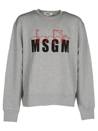 Msgm X Diadora Branded Sweatshirt In Grey | ModeSens