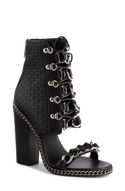 Shop Balmain Quilted Sandal Bootie In Black