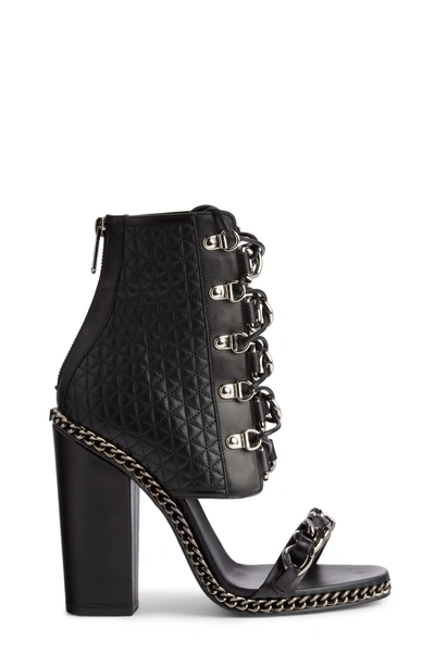 Shop Balmain Quilted Sandal Bootie In Black