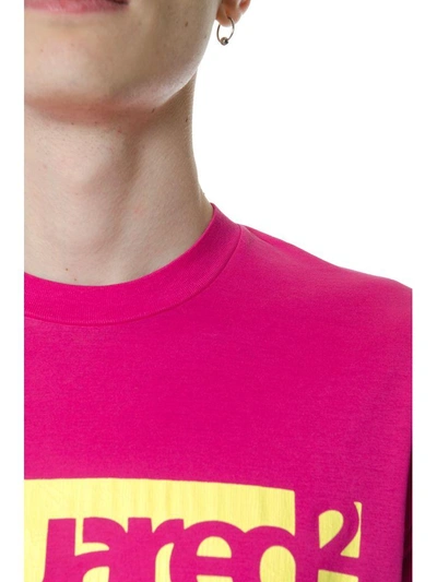 Shop Dsquared2 Fuxia Cotton T-shirt With Logo Printed