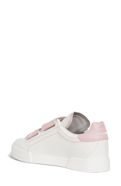 Shop Dolce & Gabbana Logo Strap Sneaker In White/ Pink