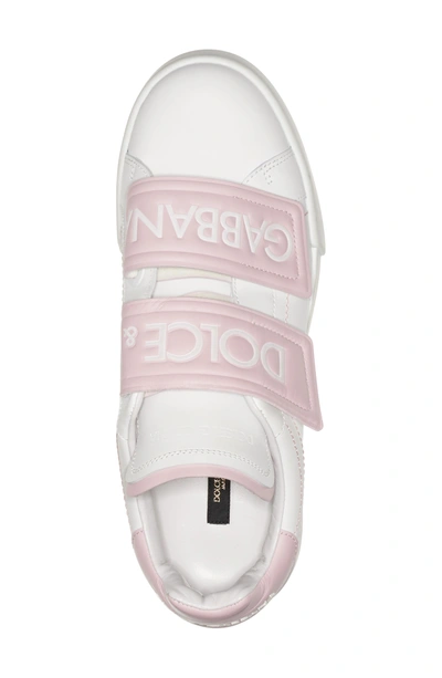 Shop Dolce & Gabbana Logo Strap Sneaker In White/ Pink
