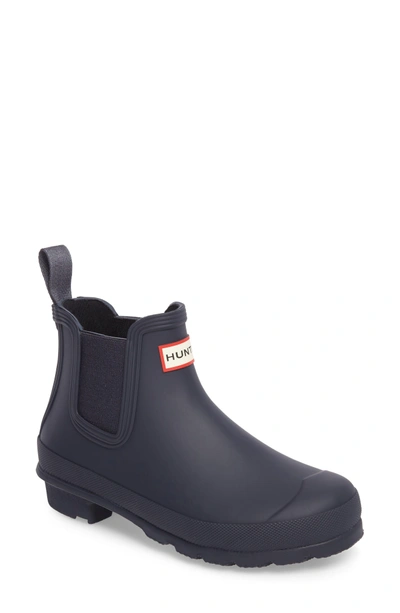 Shop Hunter Original Waterproof Chelsea Rain Boot In Navy