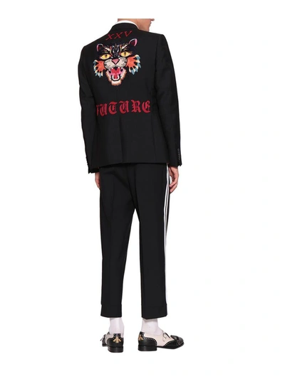 Shop Gucci Angry Cat Wool Blazer In Nero