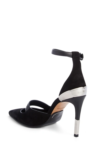 Shop Balmain Chance Ankle Strap Pointy Toe Pump In Black