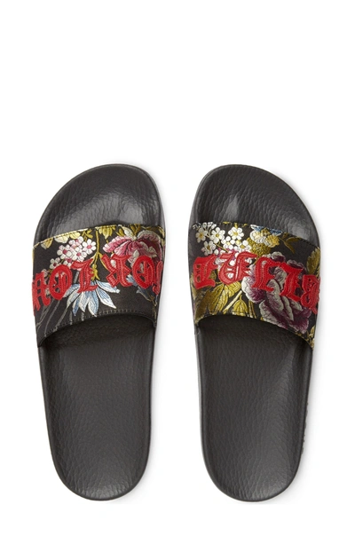 Shop Gucci Pursuit Blind For Love Slide Sandal In Black Floral