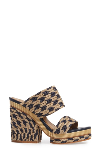 Shop Tory Burch Lola Woven Platform Sandal In Perfect Navy/ Perfect Ivory