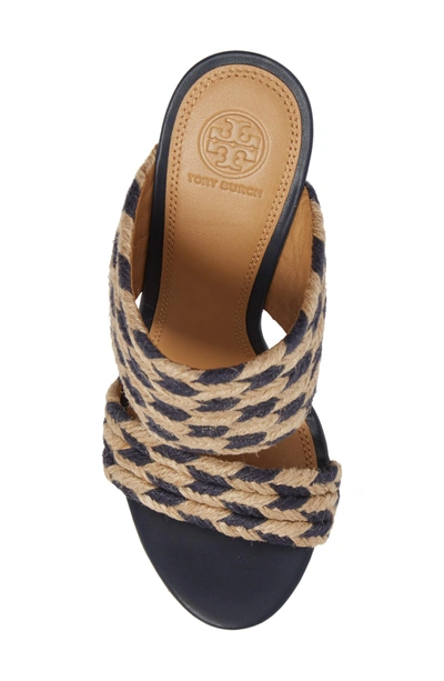 Shop Tory Burch Lola Woven Platform Sandal In Perfect Navy/ Perfect Ivory