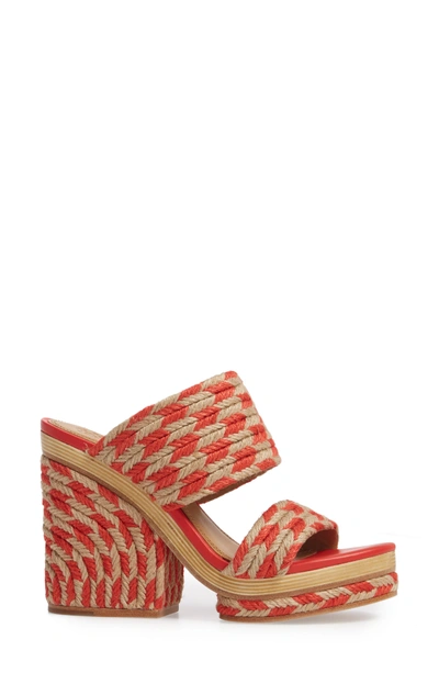 Shop Tory Burch Lola Woven Platform Sandal In Poppy Orange/ Perfect Ivory