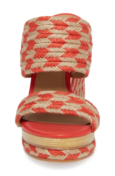 Shop Tory Burch Lola Woven Platform Sandal In Poppy Orange/ Perfect Ivory