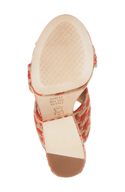 Shop Tory Burch Lola Woven Platform Sandal In Poppy Orange/ Perfect Ivory