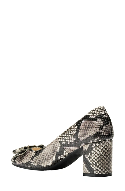 Shop Cole Haan Tali Bow Pump In Beige Snake Print Leather