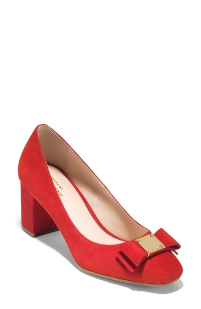 Shop Cole Haan Tali Bow Pump In Aura Orange Suede