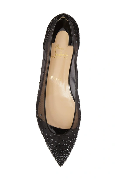 Shop Christian Louboutin Follies Strass Crystal Embellished Flat In Black