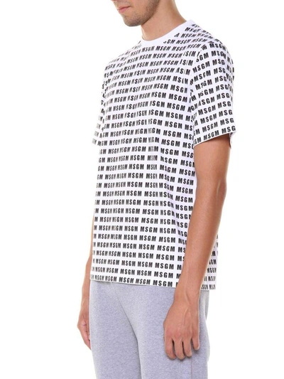 Shop Msgm Printed T-shirt In Bianco/nero