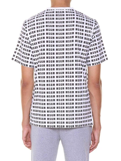 Shop Msgm Printed T-shirt In Bianco/nero