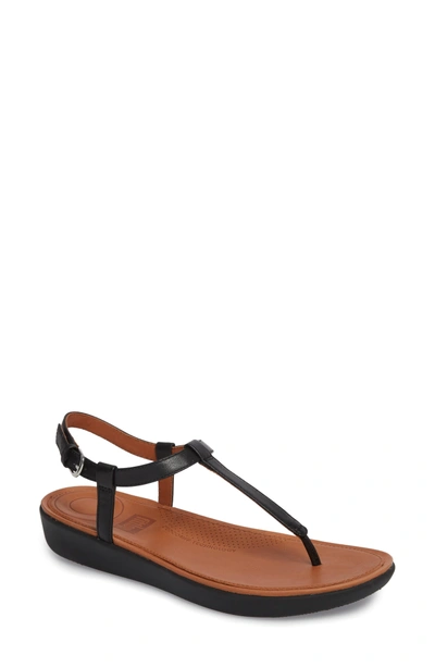 Shop Fitflop Tia Thong Sandal In Black Leather