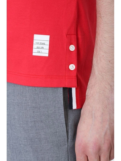Shop Thom Browne Pocket Tee Red Cotton T-shirt