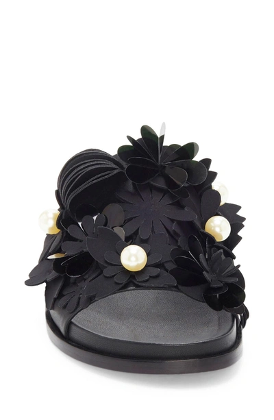 Shop Mercedes Castillo Alyse Flowered Slide Sandal In Black