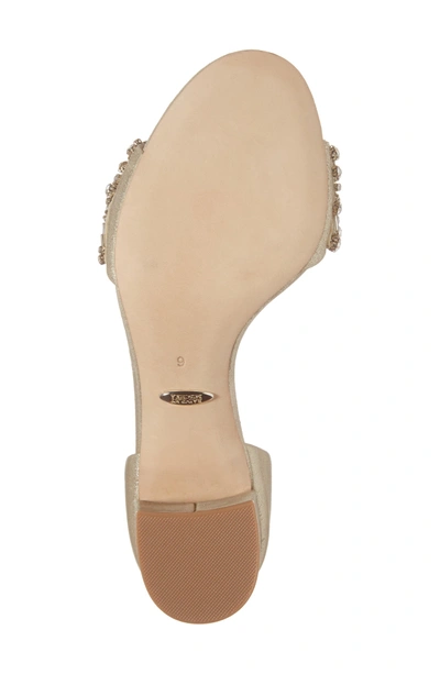 Shop Badgley Mischka Mareva Ankle Strap Block Heel Sandal In Platino Metallic Suede