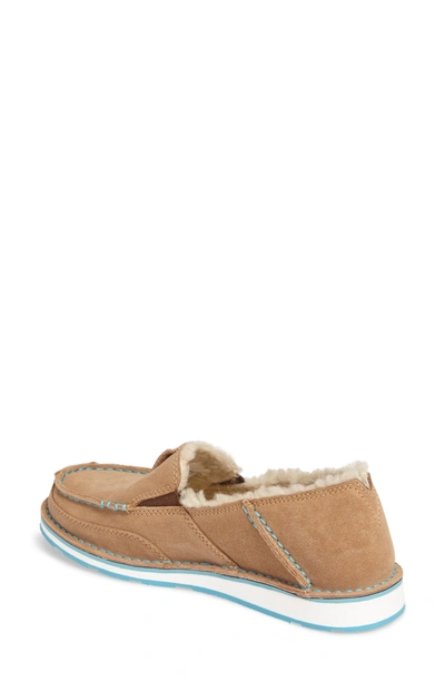 Shop Ariat Cruiser Slip-on Loafer With Faux Shearling Lining In Fleece Dirty Taupe Suede