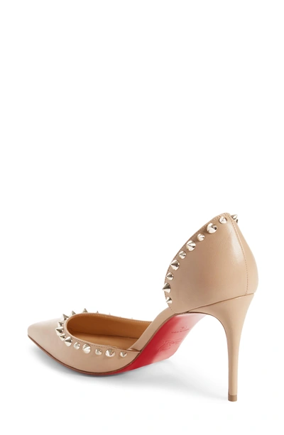Shop Christian Louboutin Irishell Studded Half D'orsay Pump In Nude/ White Gold