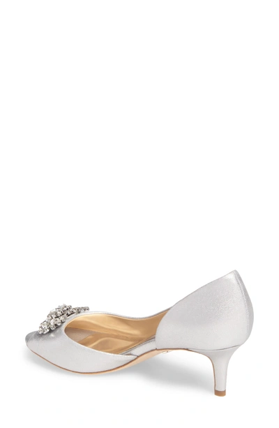 Shop Badgley Mischka Macie Peep Toe D-orsay Pump In Silver Metallic Suede