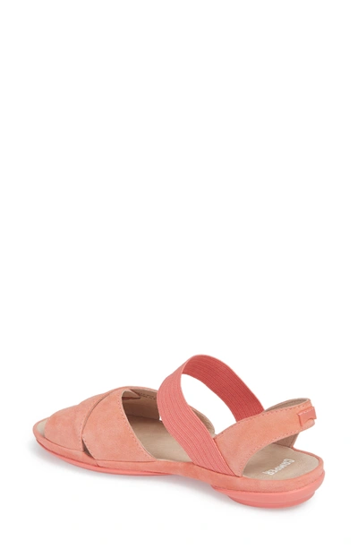 Shop Camper Right Nina Flat Cross Strap Sandal In Medium Pink Leather