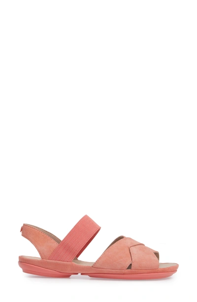 Shop Camper Right Nina Flat Cross Strap Sandal In Medium Pink Leather