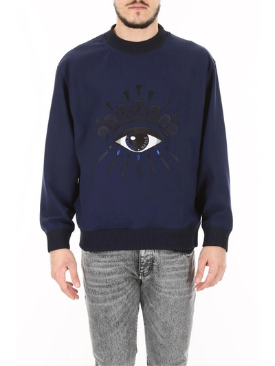 Shop Kenzo Embroidered Sweatshirt In Bleu Marineblu