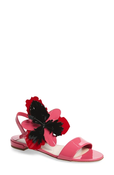 Shop Miu Miu Floral Embellished Strappy Sandal In Pink