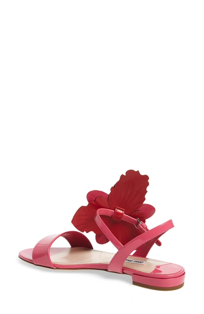 Shop Miu Miu Floral Embellished Strappy Sandal In Pink