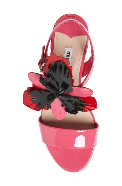 Shop Miu Miu Floral Embellished Strappy Sandal In Pink