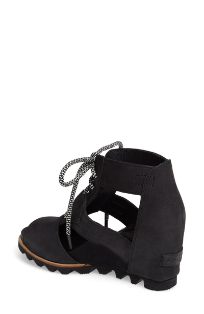 Shop Sorel 'joanie' Cage Sandal In Black/ Sea Salt