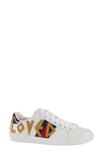 Shop Gucci New Ace Loved Sneakers In White