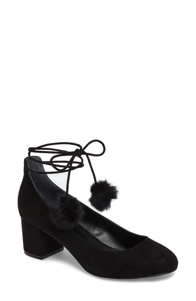 Shop Charles By Charles David Libby Faux Fur Pompom Pump In Black Suede