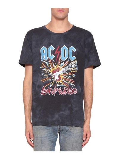 Shop Gucci Ac/dc Print Tie-dye Cotton T-shirt In Nero