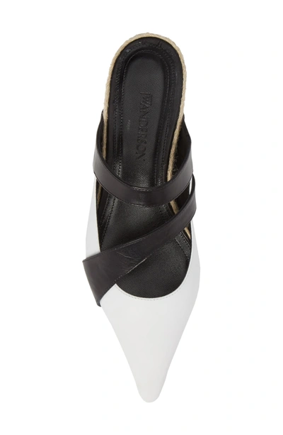 Shop Jw Anderson Double Strap Pointy Toe Slipper In Black/ White