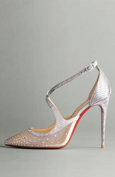 Shop Christian Louboutin Twistissima Embellished Pump In Silver Crystal
