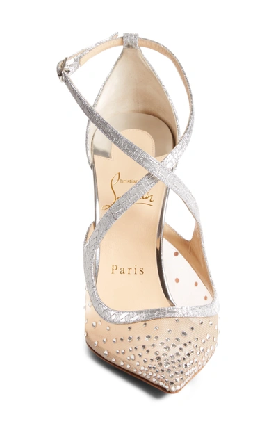 Shop Christian Louboutin Twistissima Embellished Pump In Silver Crystal