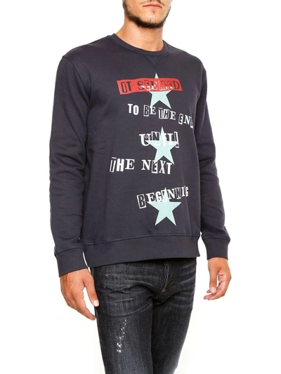 Shop Valentino Jamie Reid Sweatshirt With Stars In Blu Navy|blu