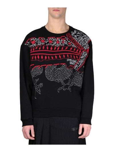 Shop Amen Embroidered Cotton Sweatshirt In Nero
