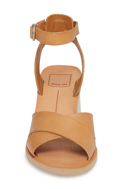 Shop Dolce Vita Roman Flared Heel Sandal In Caramel Leather