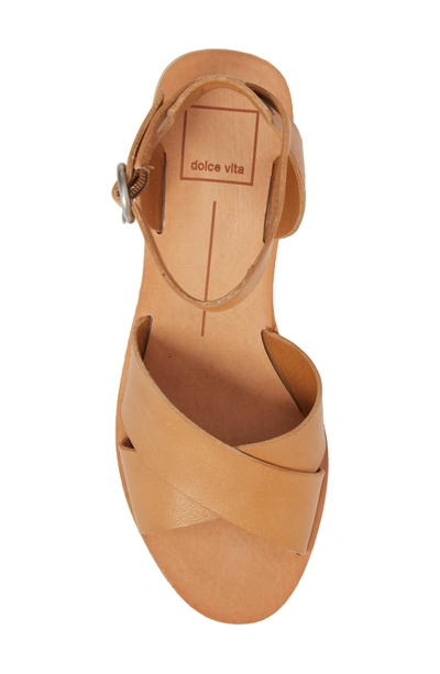 Shop Dolce Vita Roman Flared Heel Sandal In Caramel Leather